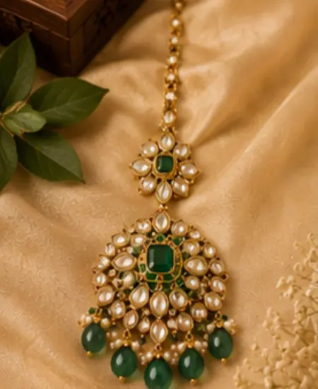 Emerald Blossom Maang Tikka