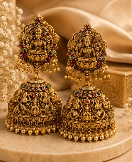 Heritage Temple Jhumka Earrings